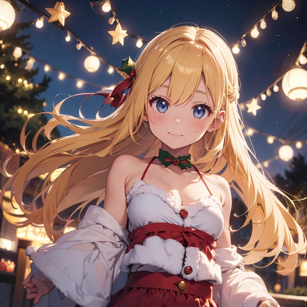 Christmas girl blonde cute fairy lights