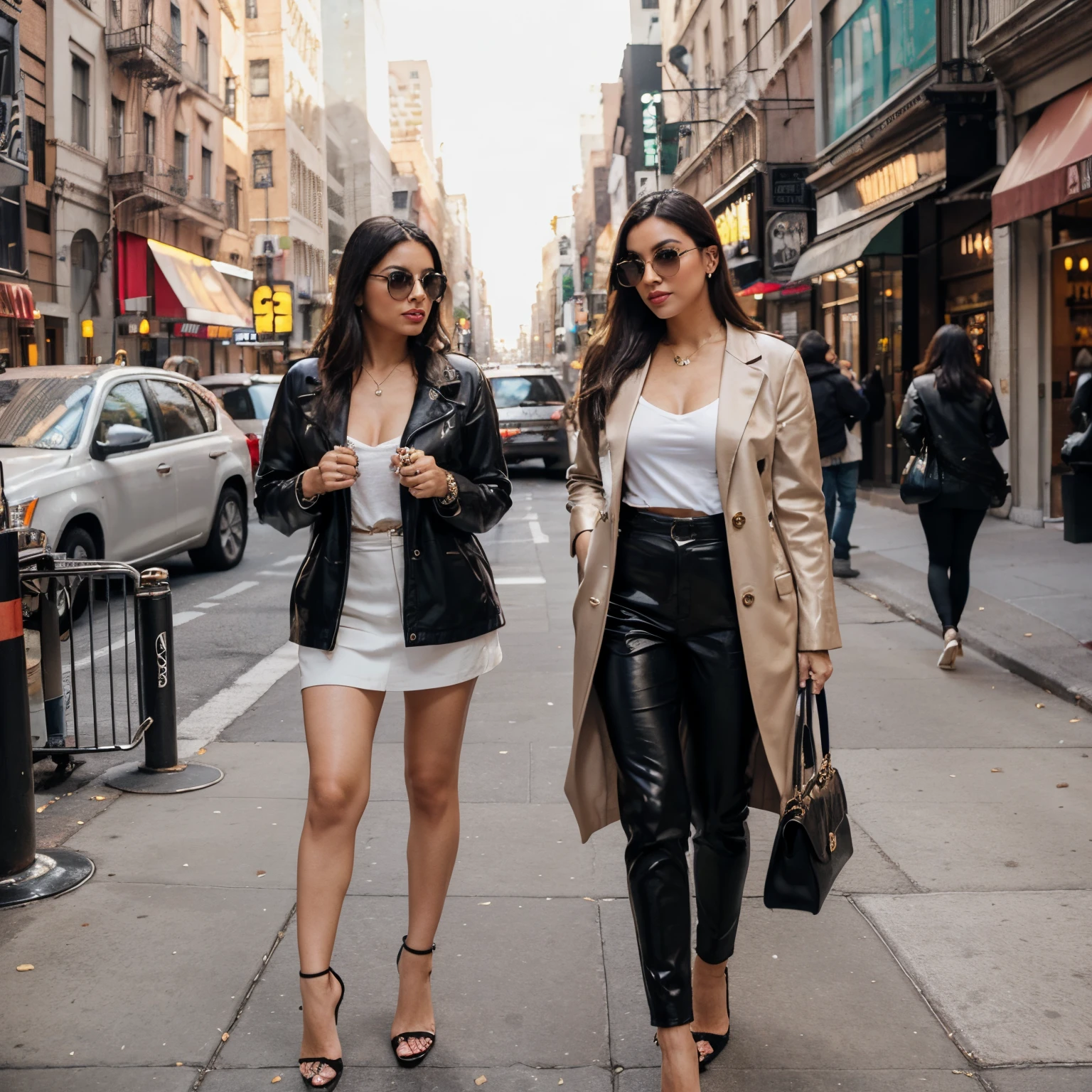 Latin female luxury influencer New York City trendy fashion mom style