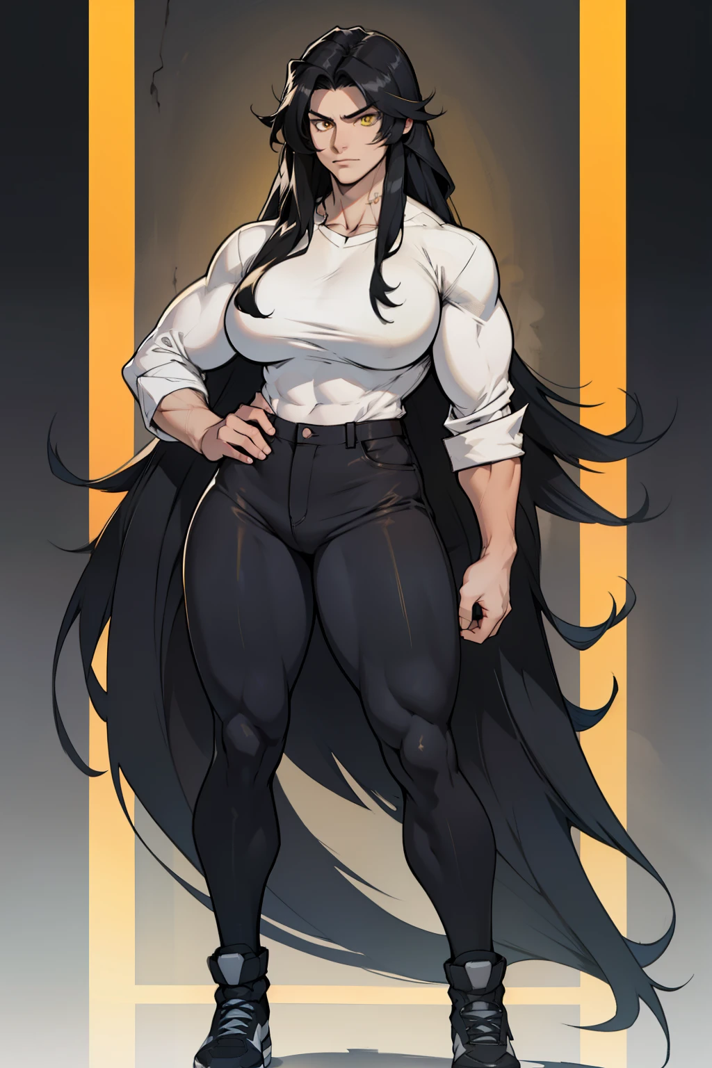 1 girl muscular pale skin muscular muscular muscular black hair yellow eyes huge breasts muscular muscular long hair long hair long hair long hair long hair long hair long hair long hair huge breasts long hair long hair long hair long hair muscular muscular long long long long long long long long long tight shirt tight pants full body