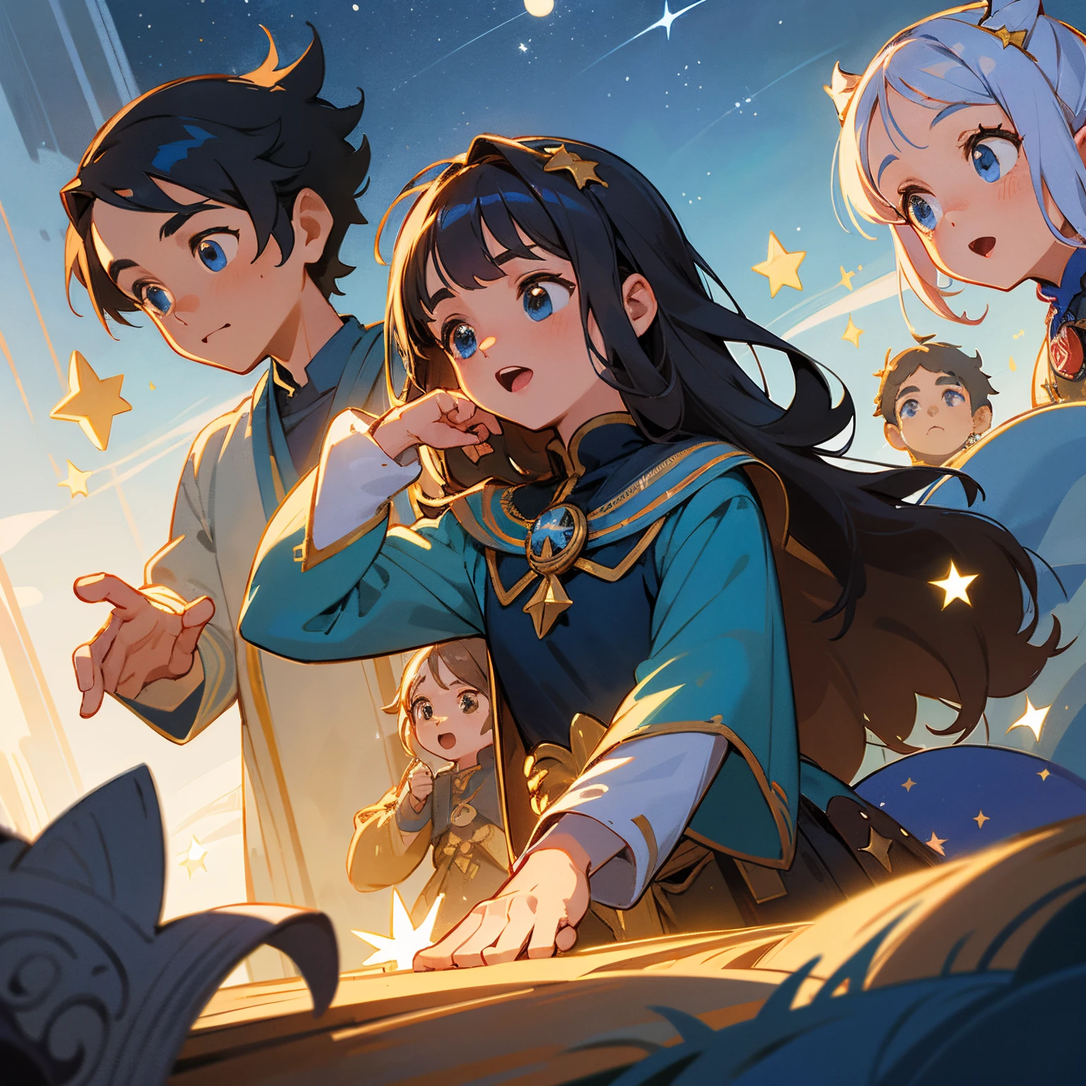 Fantastic Adventure: "O Reino das Estrelas Perdidas"
Once upon a time there was a group of curious children named Luna, Seguir, e Sofia. Uma noite estrelada, they discovered an ancient magical book that transported them to the Kingdom of Lost Stars.