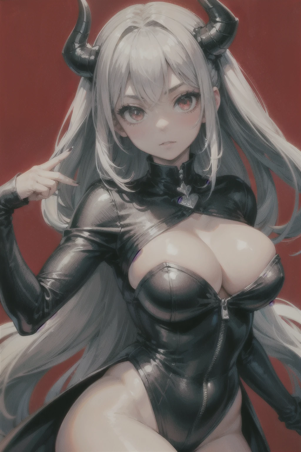 ((Best Quality,8k,4k)), ((masutepiece)), (ultra-detailliert), (细致背景)(Perfect face)、Perfect style、demon girls、17age、Pretty Face、black gothic dress、Black long hair、Red eyes、stand in the demon world、grand background、devil princess、perfect hand、The style of a champion、Angle of pull、dynamic ungle、background clearly、black fingernails、