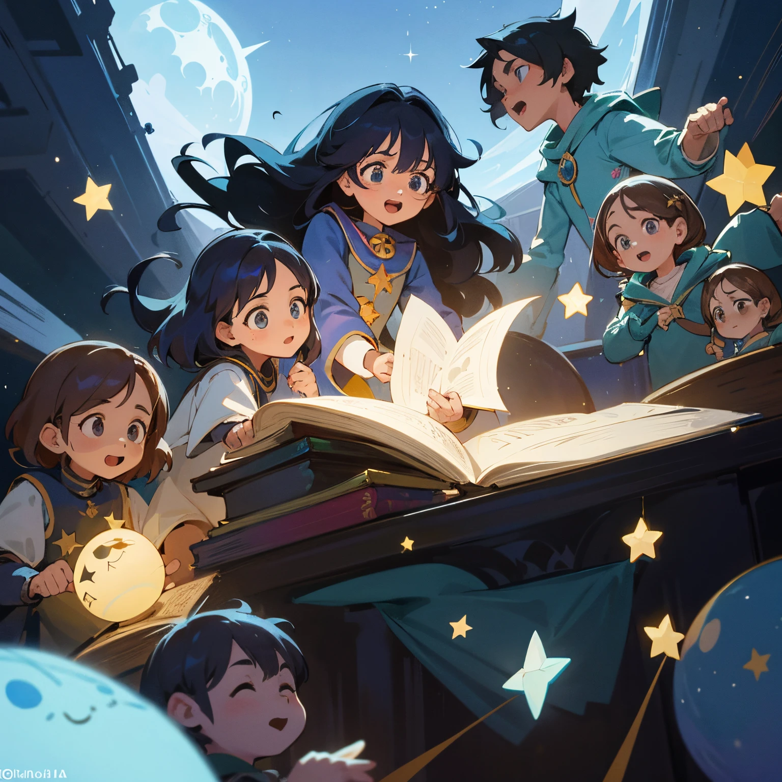 Fantastic Adventure: "O Reino das Estrelas Perdidas"
Once upon a time there was a group of curious children named Luna, Seguir, e Sofia. Uma noite estrelada, they discovered an ancient magical book that transported them to the Kingdom of Lost Stars.