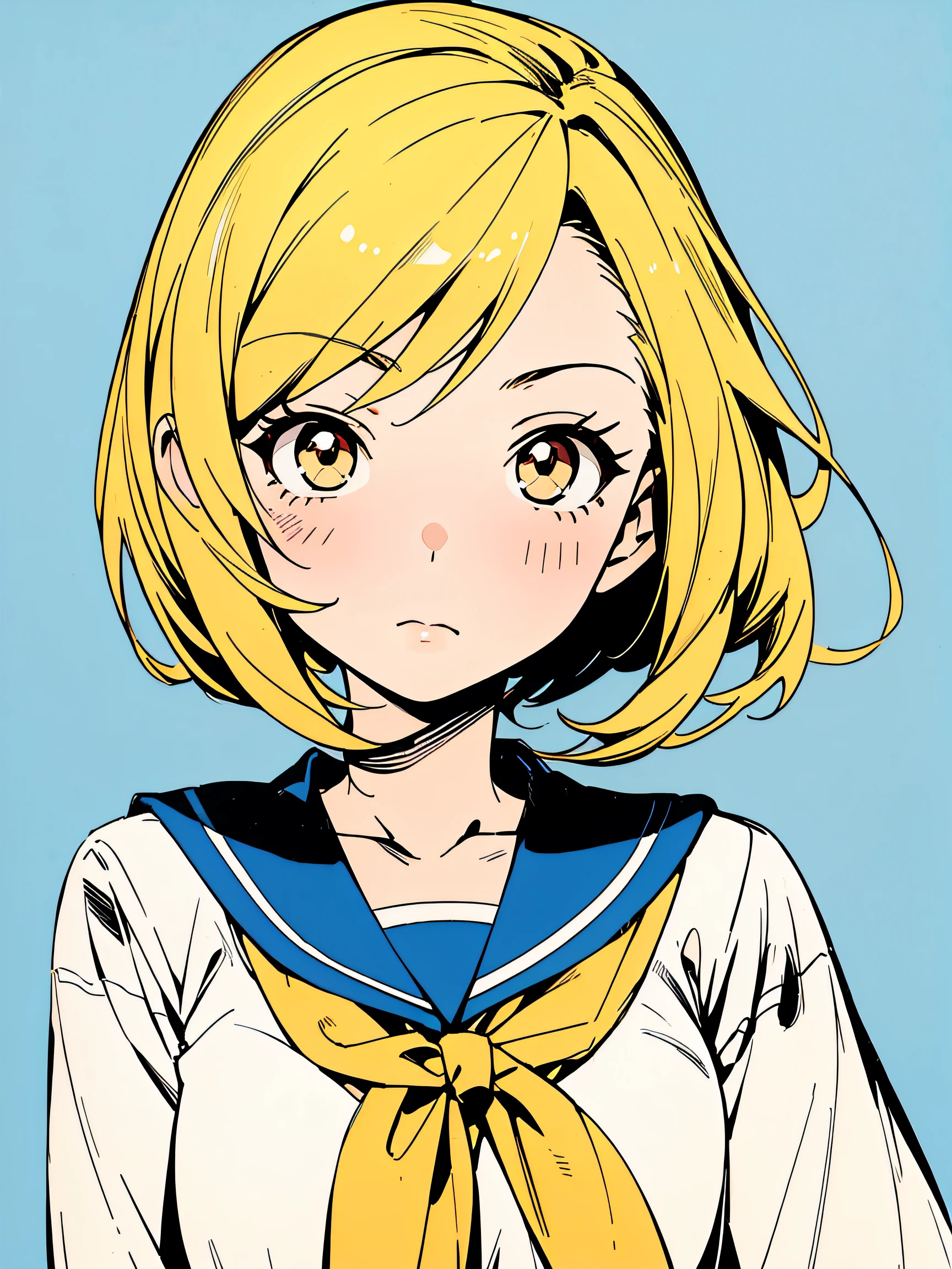 (Best Quality,masutepiece:1.2),(Anime style,Comic Core:1.1),1girl in,cute-style,Adorable,extremely detailed eye,extra detailed face,very detail hair,8K,resolution,High School Girl,Sailor Uniform,