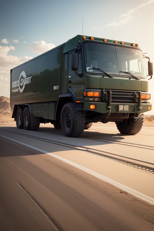 single body 20meter class armored truck near future The front and rear wheels are caterpillar wheels.