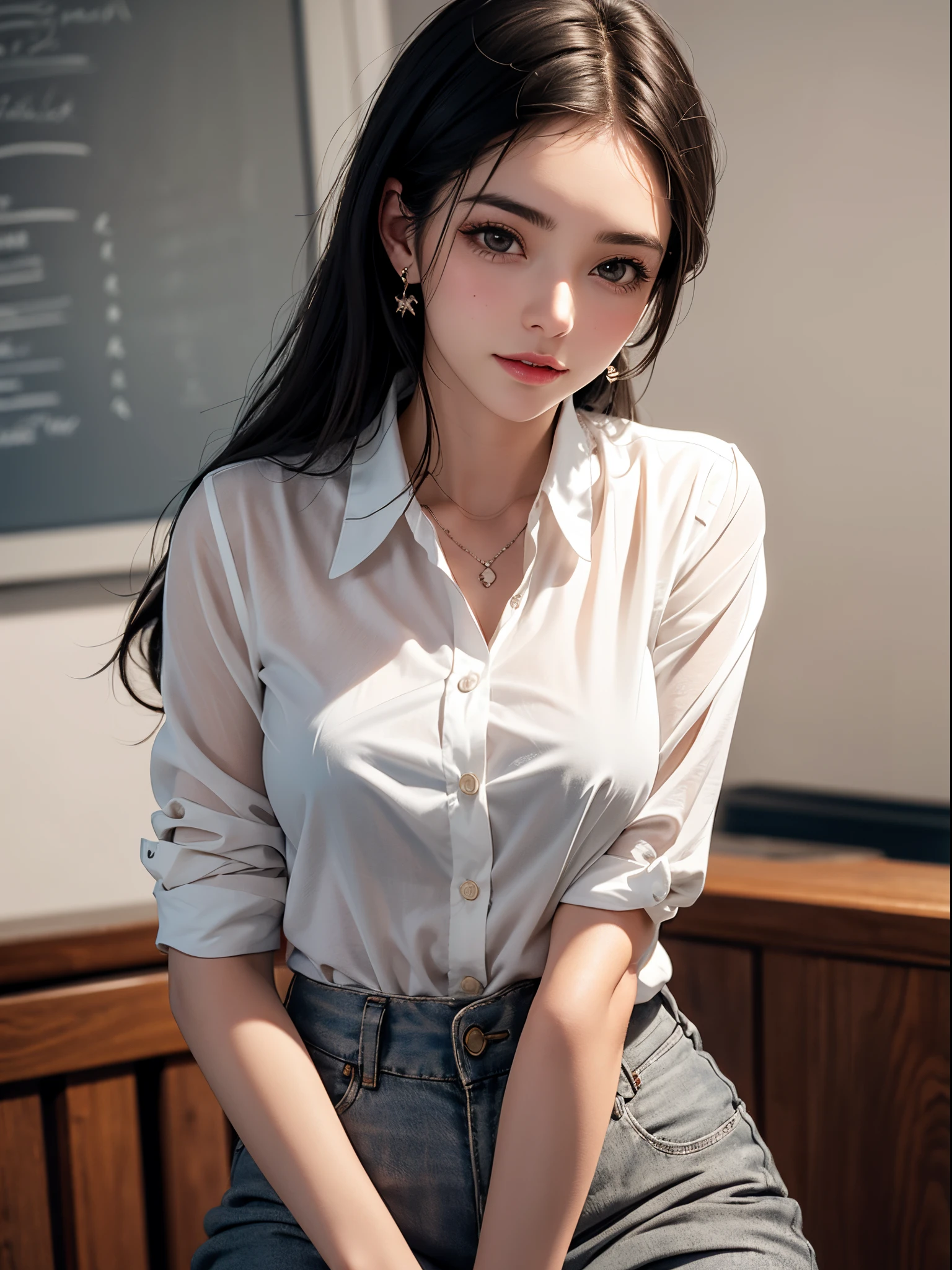 オフィスにいるWoman in a suit,((40-year-old woman))、Big Breasts、Dark brown hair color、バングルを使ったHairstyle.々Hairstyle、Hairstyles of different lengths、(8K, RAW Photos, Highest quality, Tabletop: 1.2),、(Realistic, Realistic: 1.3), Cityscape, Day, Sunny Morning, Professional Lighting, Photon Mapping, shirt, (Woman in a suit,) Silk Suit、Ultra tight pencil skirt、Super tight skirt、((Delicate photo))，(女の子の詳細なRAW Photos), (Tabletop:1.25), (Highest quality:1.6), (Ultra-high resolution:1.5), (Realistic:1.75), 8K resolution, Canon EOS R5, 50mm, Absurd, Very detailed,Cinema Lighting,(Skirt flip:1.2)、Browsing Caution:1.1、the wind is strong、smile、I flipped up my skirt、Simple panties