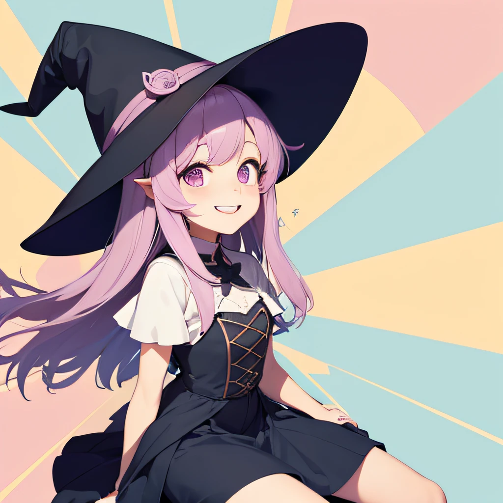 (masutepiece, Best Quality), 超A high resolution,Flat color, 1 girl , Witch Girl, Smile, pastel color