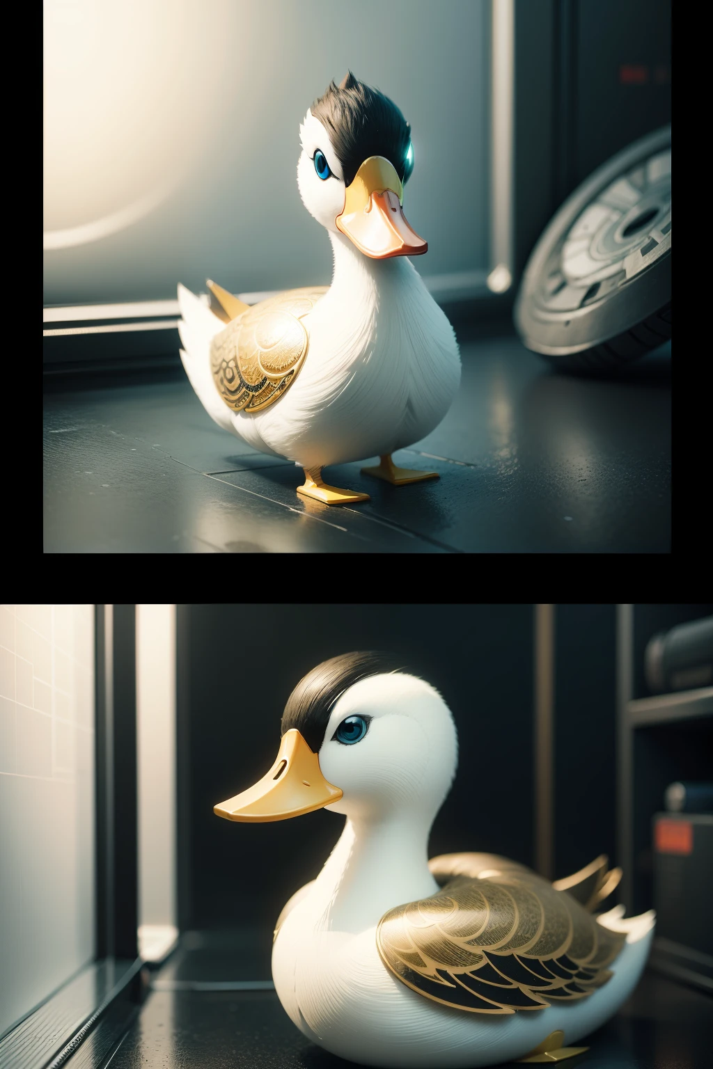 Cyber Super Delicate Realistic Style Duck Mechanical Comic