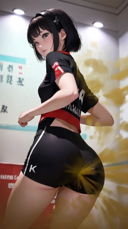 ((velocity)),Attacked by farts, (((Women farting))),(girl farting while played badminton)),frowned,blushing,embarrassed face,velocity,(a female badminton athlete),(wearing a badminton jersey),(facing the screen),(her butt facing the screen)) (short hair black hair),(Asian woman),(badminton court),(masterpiece:1.2、top-quality)、(the Extremely Detailed CG Unity 8K Wallpapers、ultra-detailliert、Best Shadows)、(细致背景)、(The best lighting、extremely delicate and beautiful)、depth of fields、1girl in、独奏、upward looking gaze、
