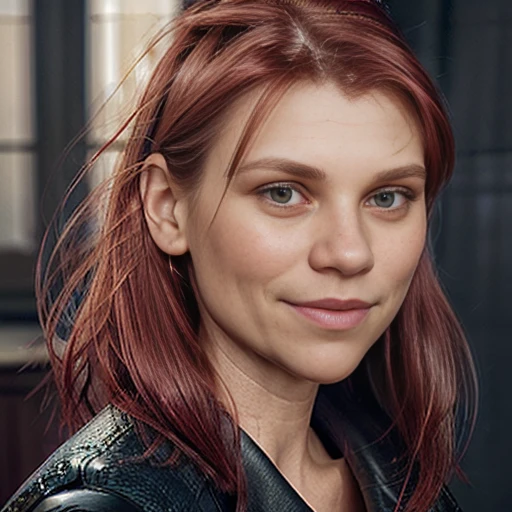 (Claire danes:1.5) sitting (dark red hair with bangs), (bulbous nose:1.5) (large mouth), (wide smile), (Closed lips:1.5), (Claire Danes), sexy, (full lips), (Claire Danes), legs, (wide smile) (50 years old:1.6) (realistic) (natural skin) (textures!, Hair!, Color!, imperfections:1.1)