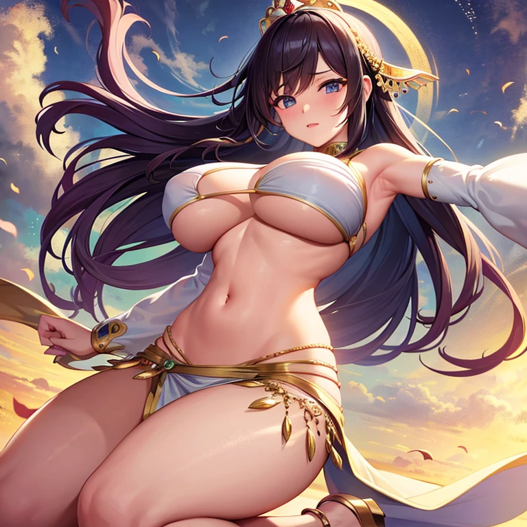 Alone woman // big boobs // belly dancer // wind magic // full body // Power of Wind