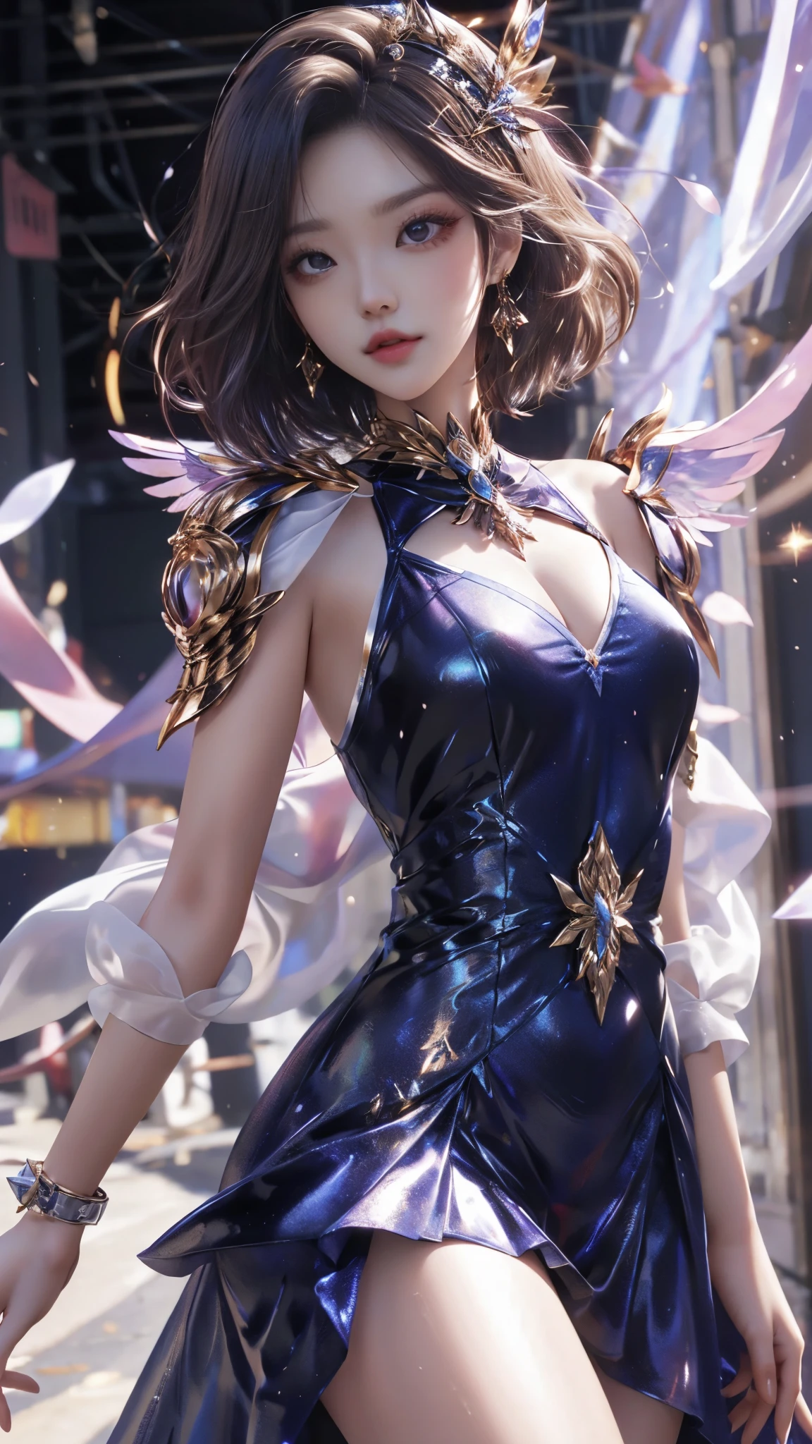 Super beautiful big shining eyes、Best Quality, 1girl in, nffsw, Solo, Long hair, Short hair, Dress,