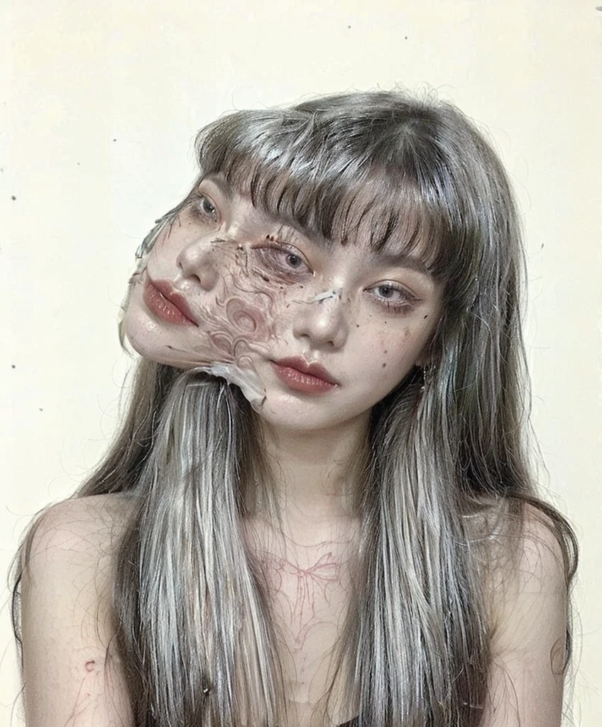 a woman with a mask on her face, surreal drawing, emotional surrealist , horror surreal art, with multiple eyes, by Maksymilian Gierymski, by Hannah Frank, creepy surrealism, highly detailed surrealist art, pencil art on paper, epic pencil illustration, inspired by Hans Bellmer, by Martine Johanna