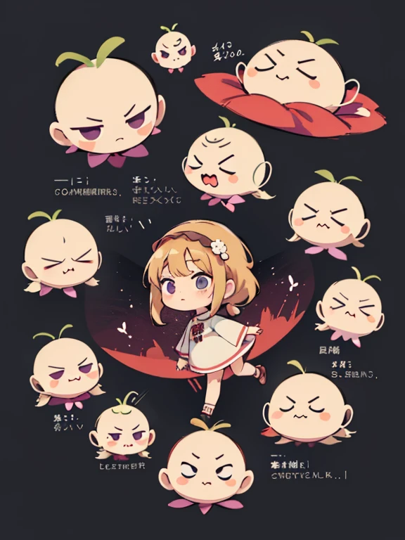 (tmasterpiece:1.0),(best qualtiy:1.0),(超高分辨率:1.0),(8K分辨率:1.0),boy ip images,tmasterpiece,Selected,Q version,image of onion,Clothing design or headdress with the image of an onion,best qualtiy,character design,Three View,front-facing view,the sideview,posterior view,chibicute,simple backgound
