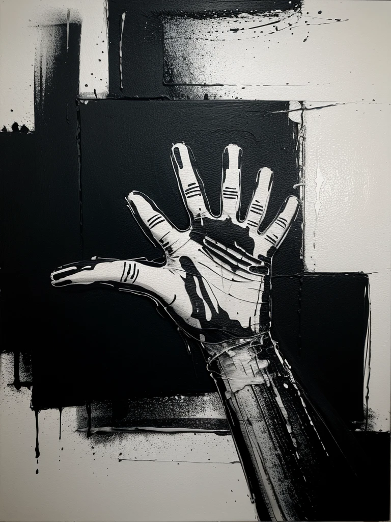 Abstract painting of My identity as a prisoner abstract black and white oil painting colorful hand drawn