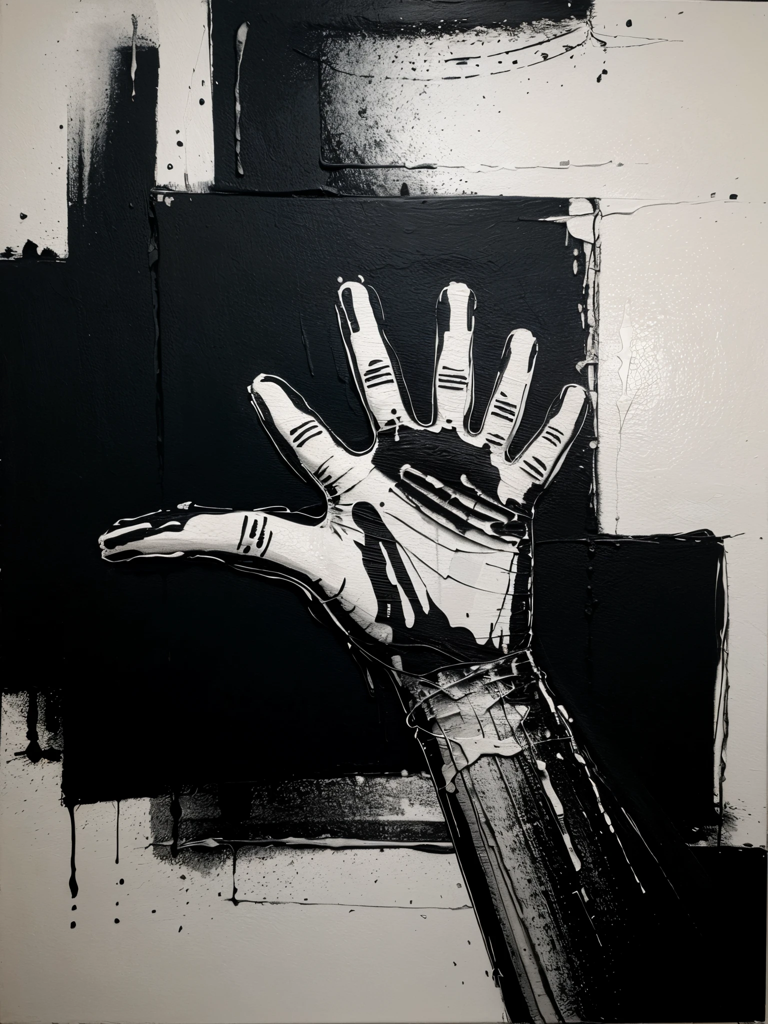 Abstract painting of My identity as a prisoner abstract black and white oil painting colorful hand drawn