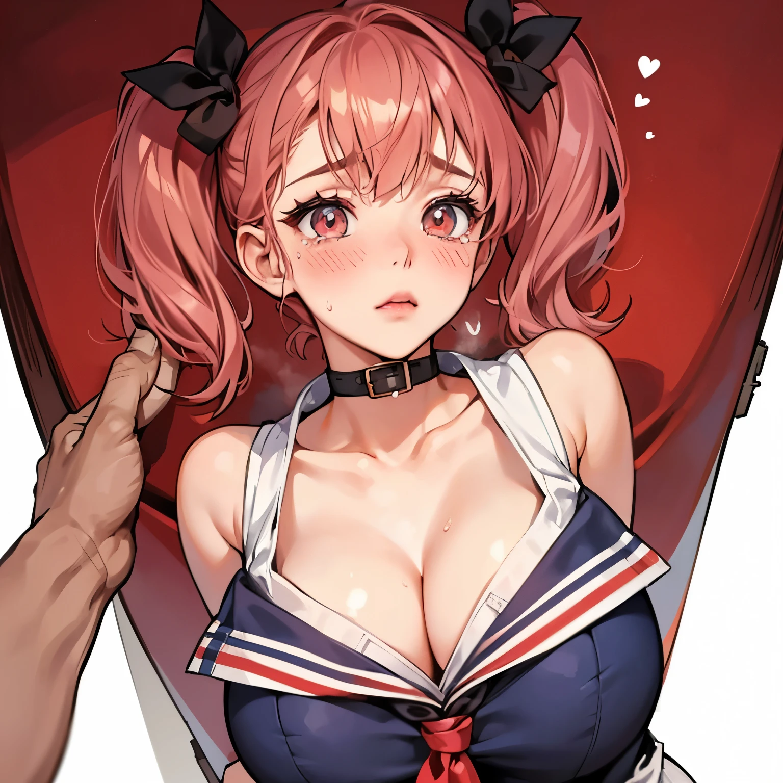 BDSM,1girl in,A naughty girl in a sailor suit is on the verge of climax even though she is confused by the erotic torture &#39;looks like me&#39;i&#39;looks like me&#39;i&#39;Looks like I&#39;m going to cry,Sweaty skin,red blush,Very cute,tre anatomically correct,tits out,cleavage of the breast,shame