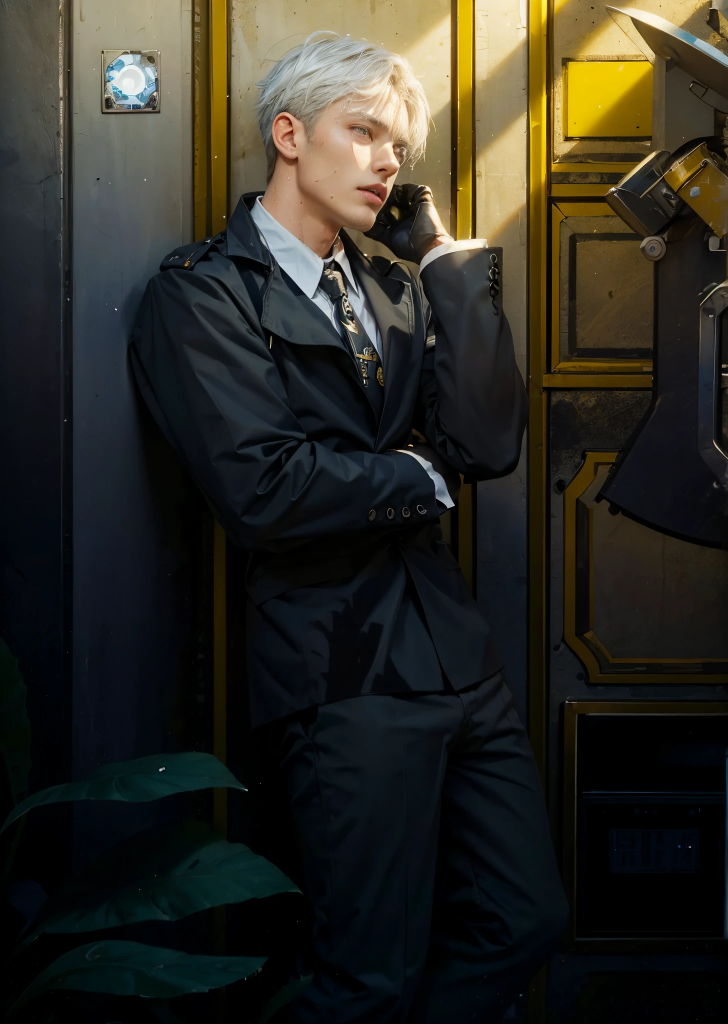 (max resolution: 1.2), (Ultra HDTV: 1.2), 8K resolution, Eye and skin details, face details, , (Sharp focus: 1, 2), (Precise focus ) facial expressions: 1,2), 1 boy, Various poses, Red face,I have green eyes, (shy), 20-25 years old, (Short Hair Milky blue hair), (), Shirtless, Perfect muscles, 8 packs , (light sweat, white fluid, splashing all over the body), (Black briefs ), Blue sky, Trees, Implants, ((Little drops of water on 8-pack abs)), (((water, water ))), splashed all over my face, splashed all over my abs, splashed all over my body, my face turned red with embarrassment. ((There is a faint word SelenaAI in the corner of the photo)),Blue sky, white clouds, light sunshine, beach background, (with hair), showing off hair, Wearing underwear, straight (detail), ((super detail photo )))), leaking, Object standing straight and erectte fluid splashing all over the body, body drenched in white,Tattoos on the body, (tattoo),Full of veins from the navel down, abdominal veins, erect (larect ), detailead details and shaft details,Handsome face,The under the military (black striped) is erect,The is leakinetails) details of the head and body of the