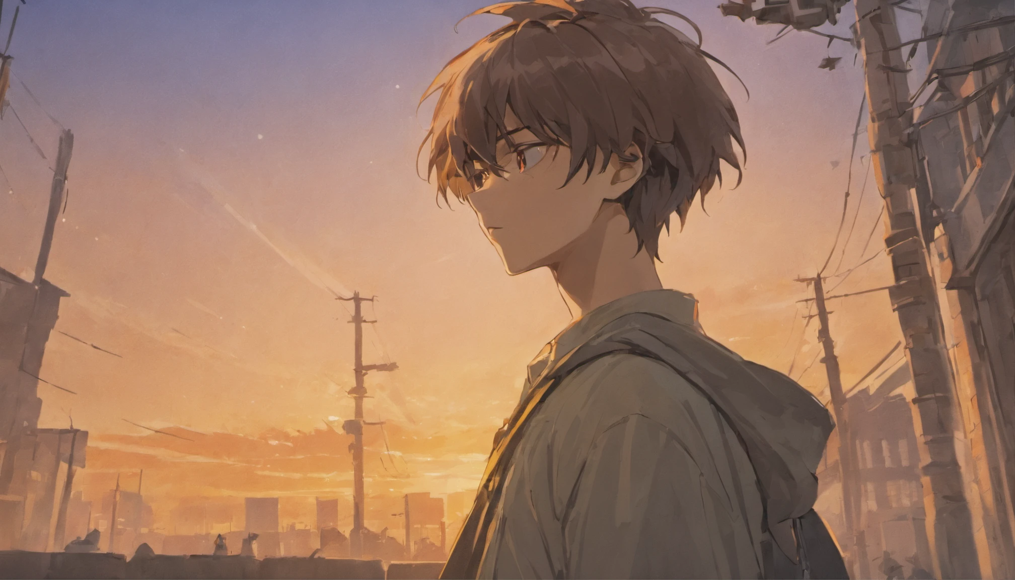 walking down the street at dusk,young man walking with determination,A dark-haired, Cast long shadows, Equip a sword on your waist. (Best Quality, hight resolution, Ultra-detailed, masutepiece:1.2), Ultra-detailed, (Realistic, Photorealistic, Photorealsitic:1.37), strong lighting, Studio Lighting, Portrait painting, Concept Artist, Warm tones, Golden Hour Lighting.