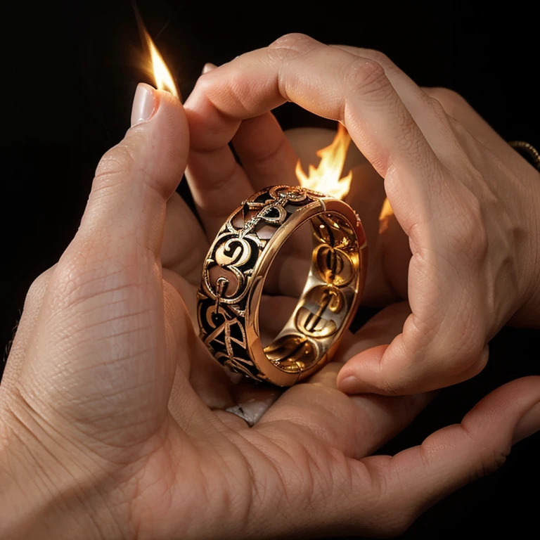 Magical ring with fire design that also has the numbers one two and three on
