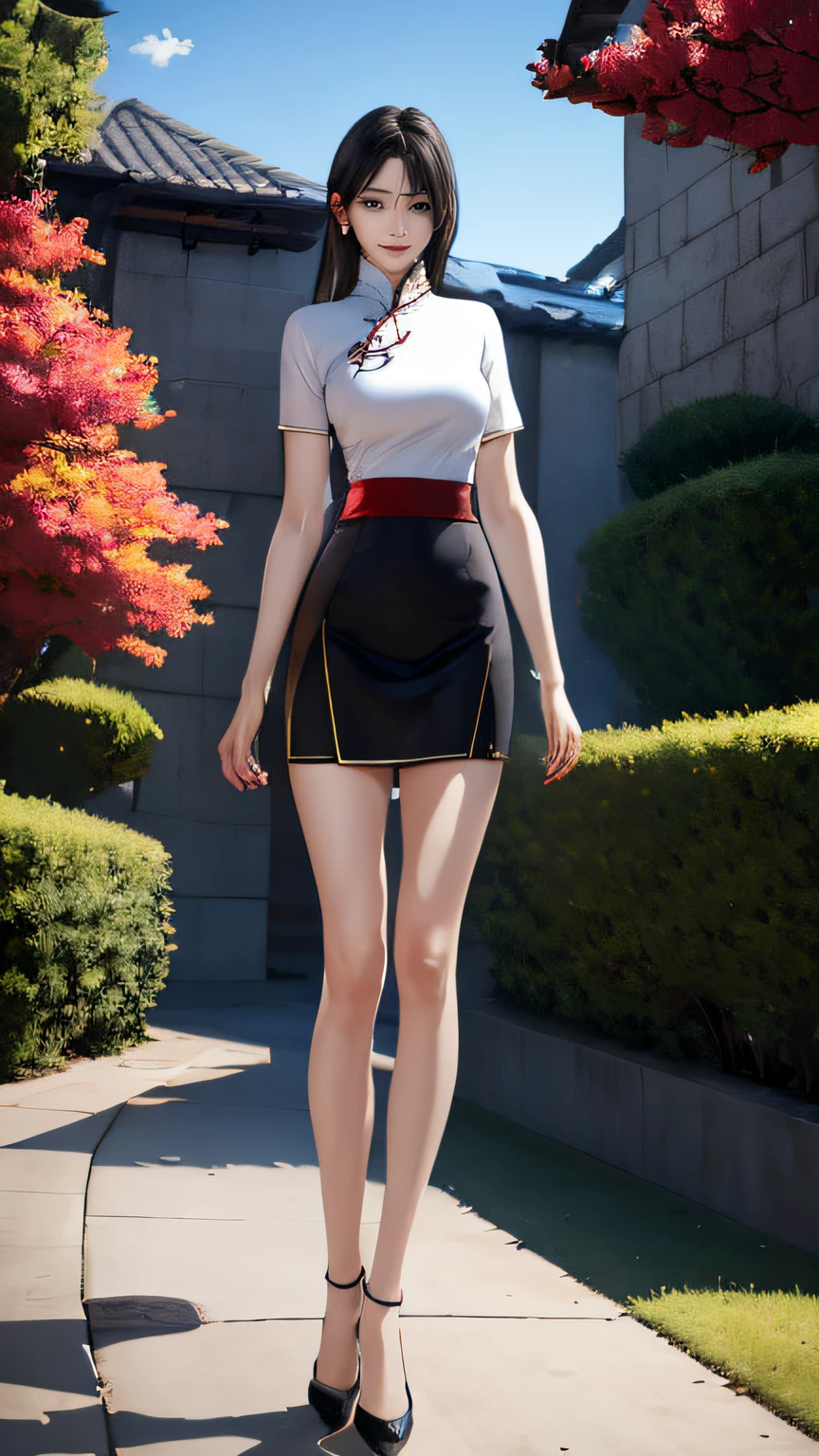 (Hyper-realistic 8k CG:1.2),Perfect artwork,((tmasterpiece)), ((Best quality at best)), (looking at viewert:1.1),(extremly intricate:1.2), (Full body lesbian: 1.2), 1 Lady (Alone: 1.1), Standing on the crystal clear seaside,Cold and beautiful face, Skin as white and smooth as pearls, Long white hair,黑The eye, Slender and flexible body, Slim fit silk cheongsam,(symetrical eyes,no eye circles,pretty eyes),symmetrical hands,Slender and beautiful hands,perfect hand,Fingers turn white,(Perfectly symmetrical body),looking at viewert,exposing thighs,white and thin,wearing high heels