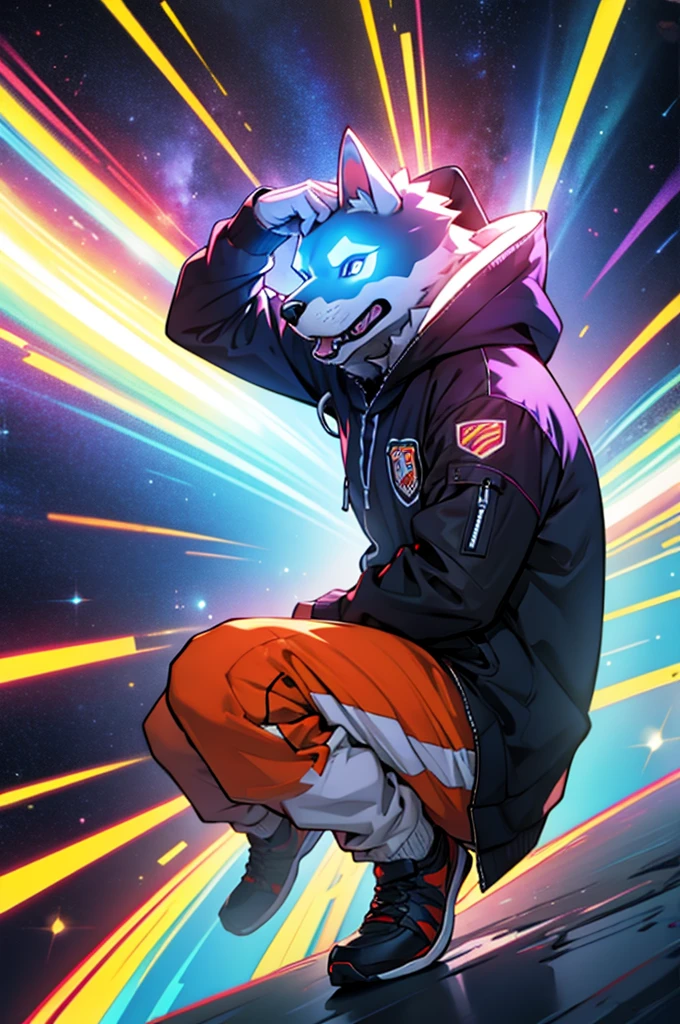 make a gamer dog man in the middle of space