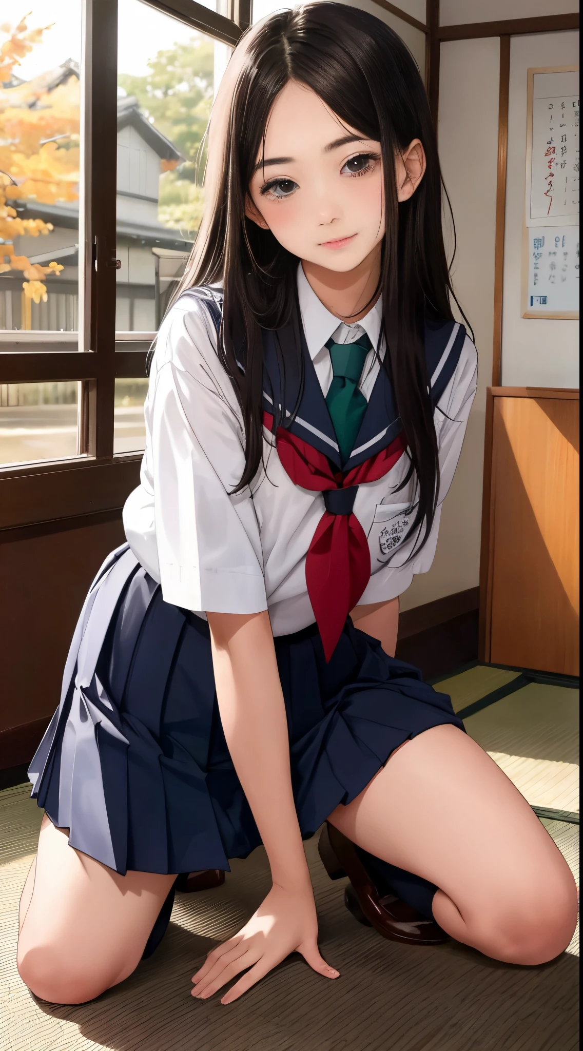 16 Year Old Pre-Teen, Japanese School Uniform, No Panties, Raped, Sexual Pose, Photorealistic