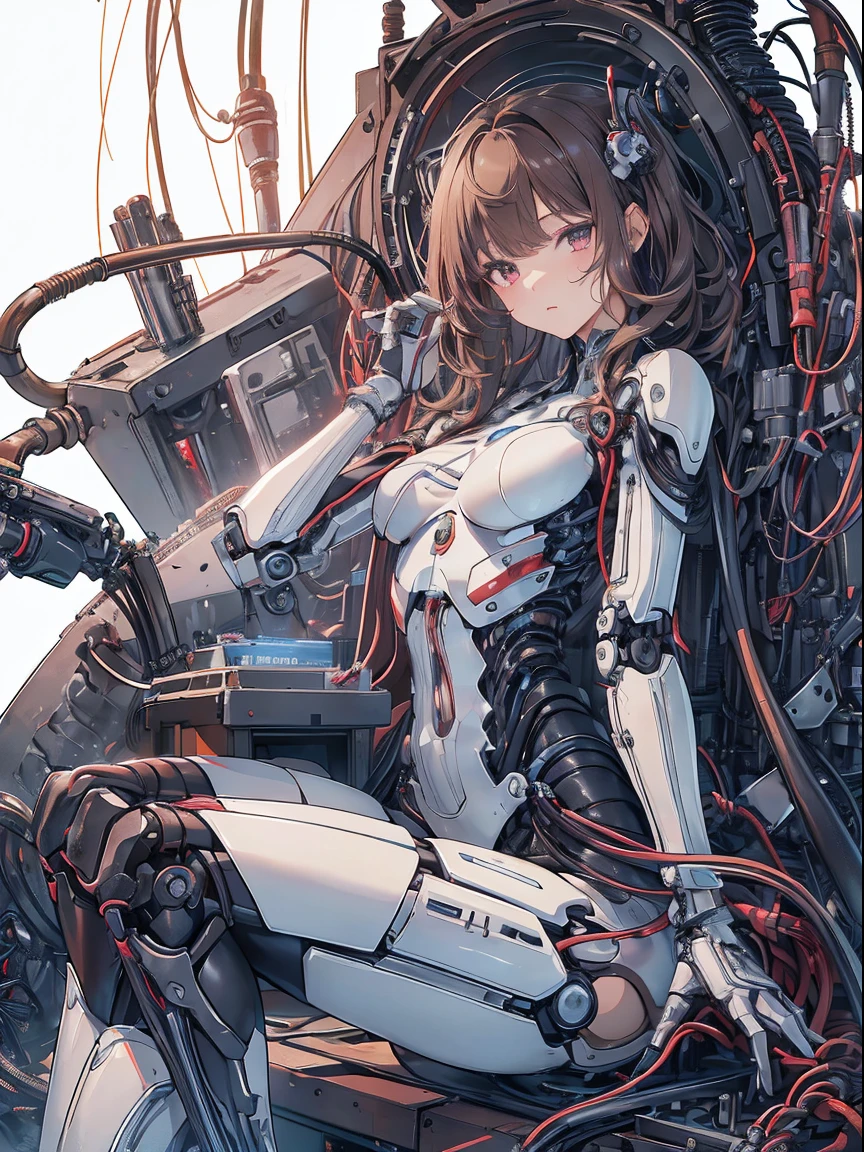 nsfw, (((​masterpiece)))、(((top-quality)))、((ultra-definition))、(Highly detailed CG illustrations)、((extremely delicate and beautiful))、(Delicate and Pretty Face)、ciinematic light、((1 Mechanical Girl))、独奏、full body Esbian、(Highest quality illustrations:1.2), (Kawaii Girl:1.1), (1girl in, 独奏:1.5), (1girl in、18year old、beutiful breast:1.5、ultradetailed eyes:1.2)、(Beautiful breasts:1.1)、cyborgs、Machine body、front facing、White Cybersuit、tight fitted、A dark-haired、Brown hair、silber hair、a blond、Blue-haired、blue eyess、Brown-eyed、red eyes、(Mechanical joint:1.4)、((Limbs of the machine))、(blood vessels connected to tubes)、((Vertebrae of a machine attached to the back))、((Mechanical cervical spine)Attached to the neck))、((Sitting on a chair on a machine))、deadpan、(Wires and cables attached to the head and body:1.5)、(charactor focus)、nffsw、Under maintenance、Touching the whole body with a mechanical arm