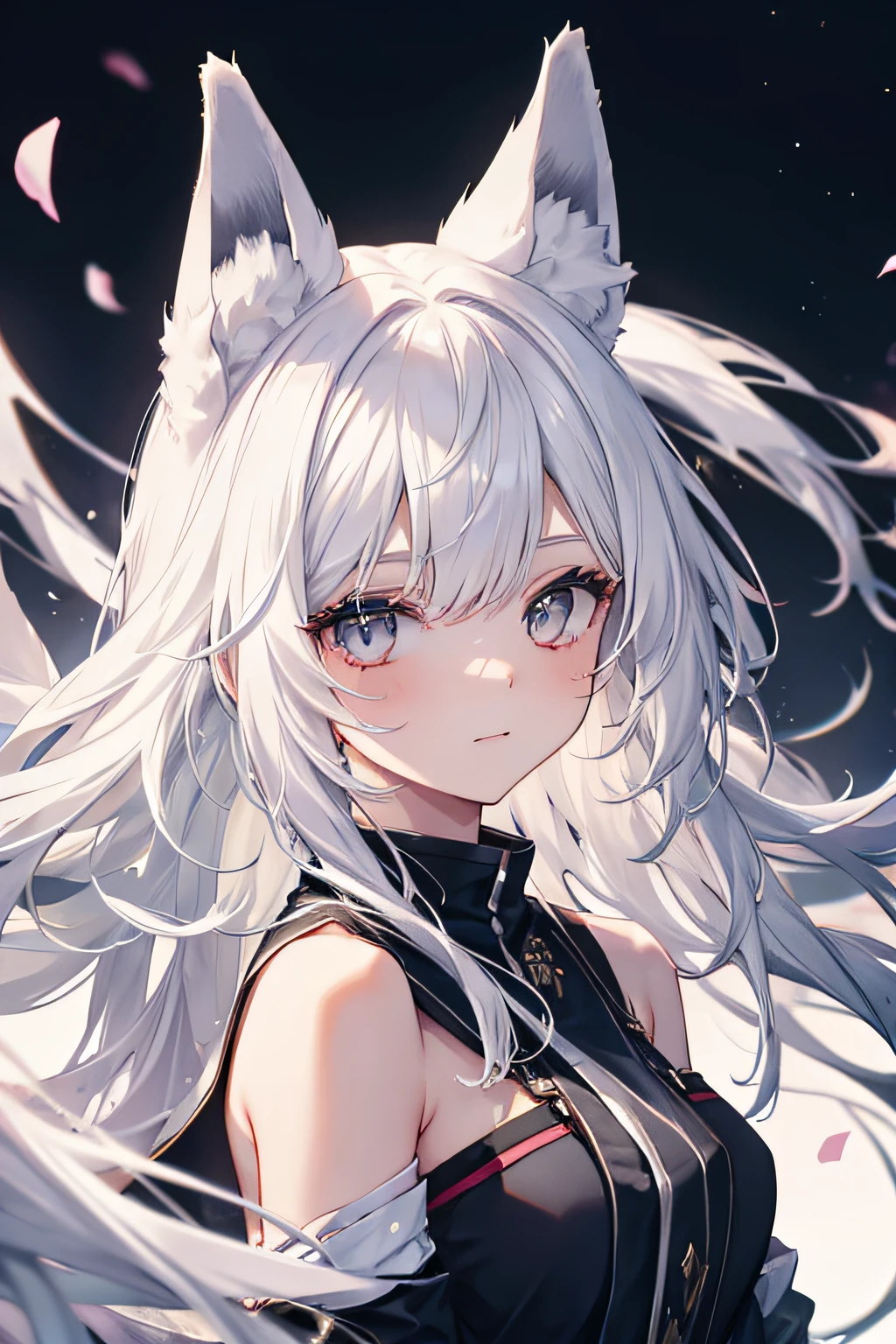 Girl with white hair and fox ears