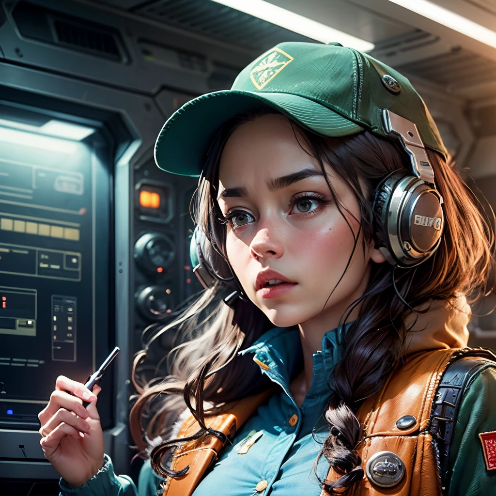 8K Ultra Resolution Image, A sad soldier seeing a picture of his daughter, inside the tank, Dark environment, Spotlights, Details, Textures, Shadows, Reflections, Cinematic Image