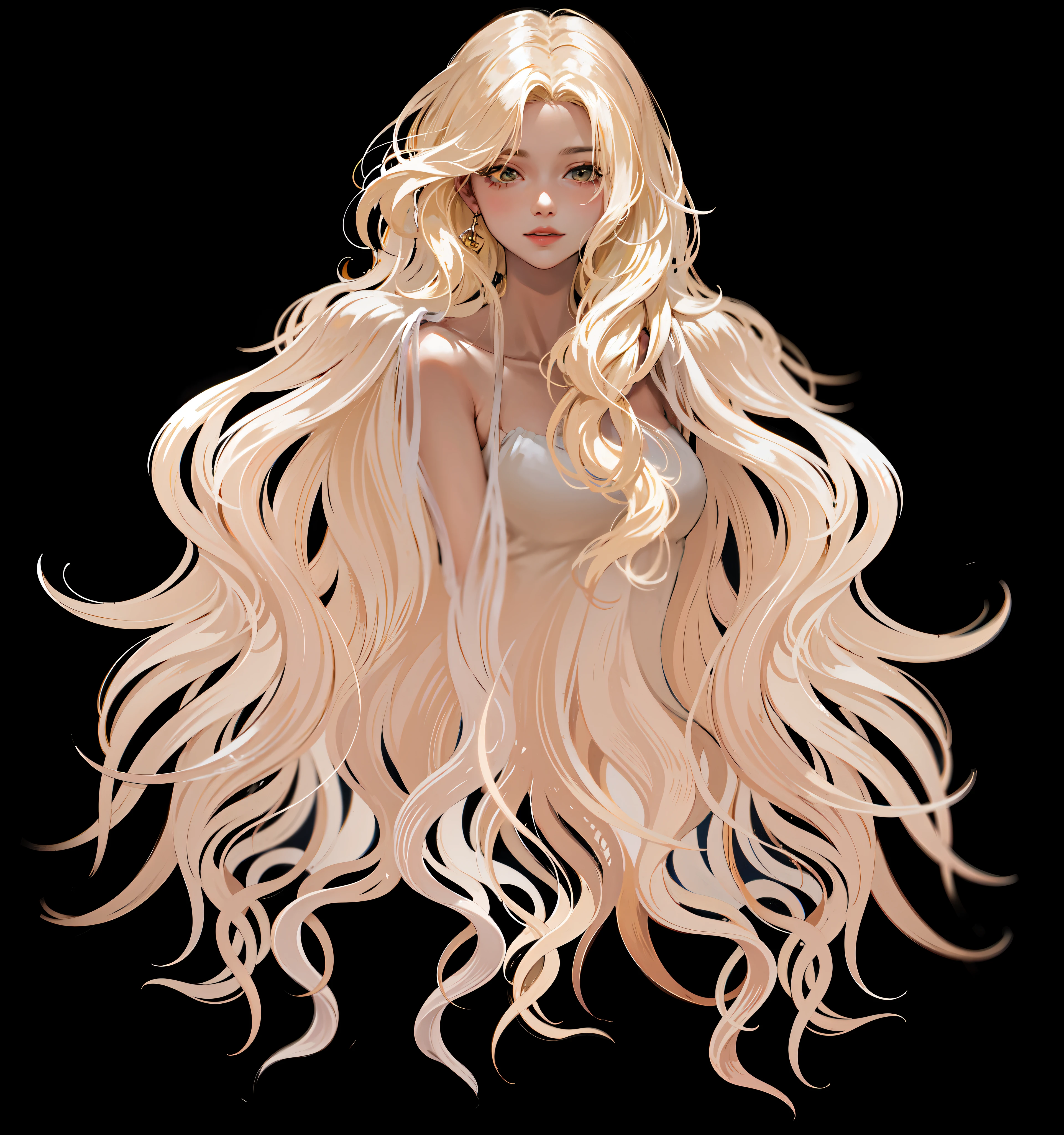 tmasterpiece，tmasterpiece，Female hair，curlies，Light yellow hair，unified
