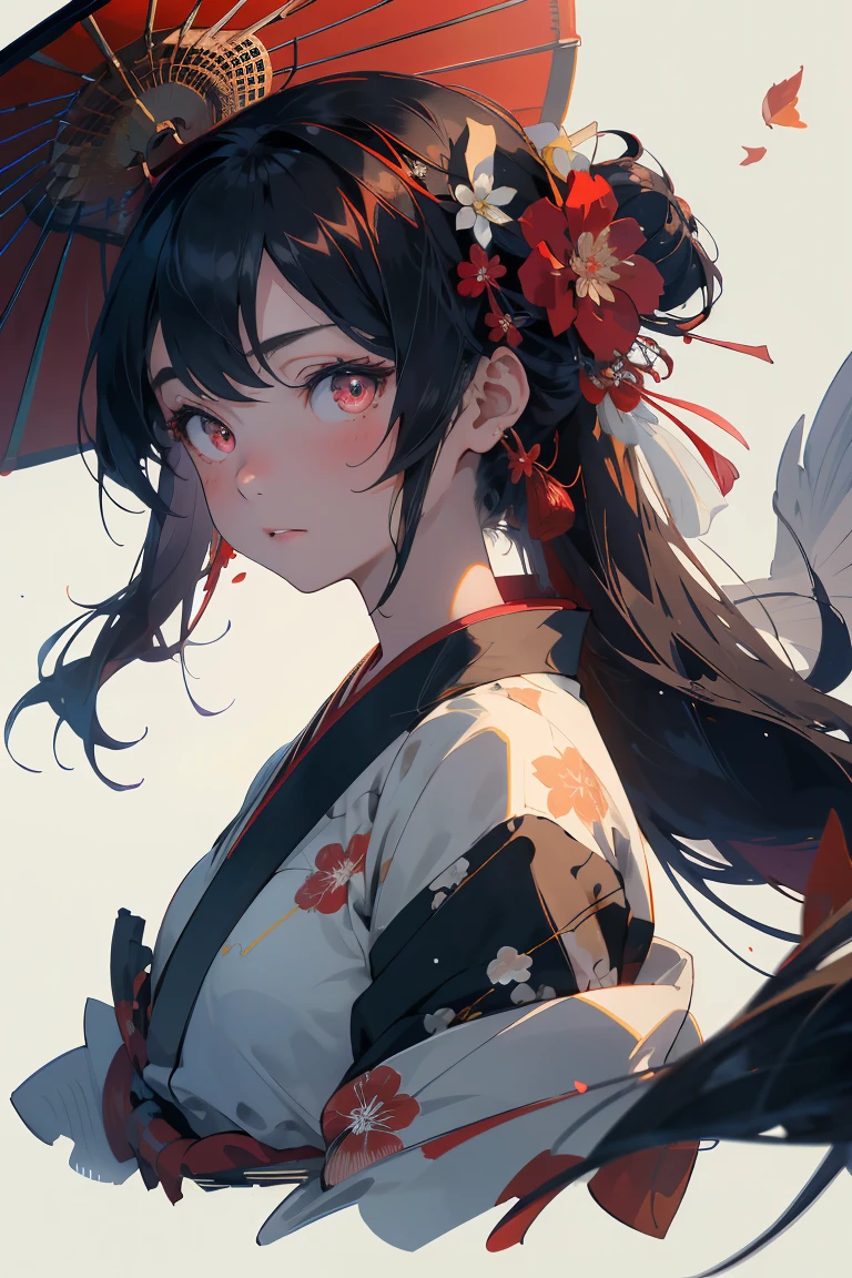 {{{Ukiyo-e_style}}},{{flat_style}},{simple_colors},{{{masterpiece}}},{katsushika_hokusai},long_hair,hair_flower,{{black_hair}},red_eyes,red_sky,{chinoiserie},{{{best_quality}}},kimono,{{ultra-detailed}},{illustration},Maple_leaves_flying,{{1girl}},{{{solo}}},{{an_extremely_delicate_and_beautiful}},blank_stare,close_to_viewer,{breeze},{Flying_splashes},{Flying_petals},wind,{Gorgeous and rich graphics}