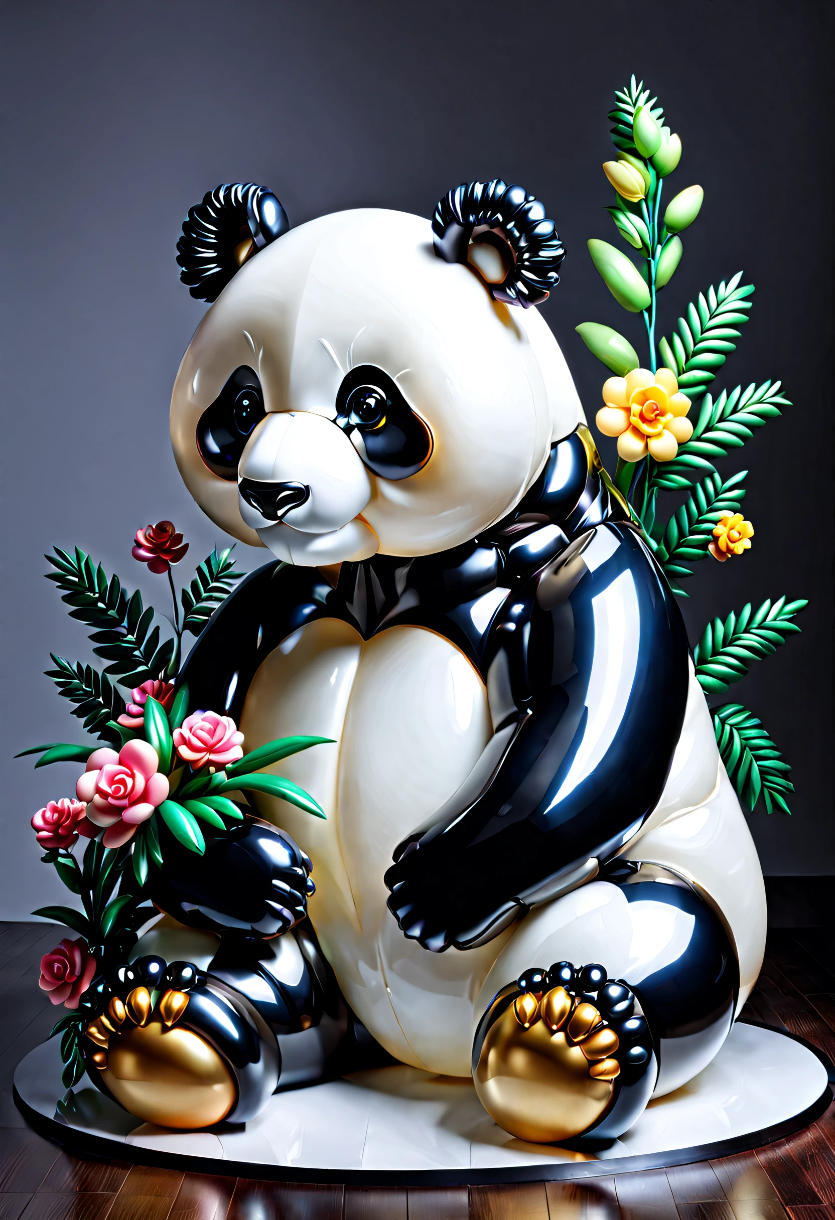 balloons、8K、4K、The ultra -The high-definition、Make a panda balloon using white and black balloons.、best composition、masutepiece、Photorealsitic