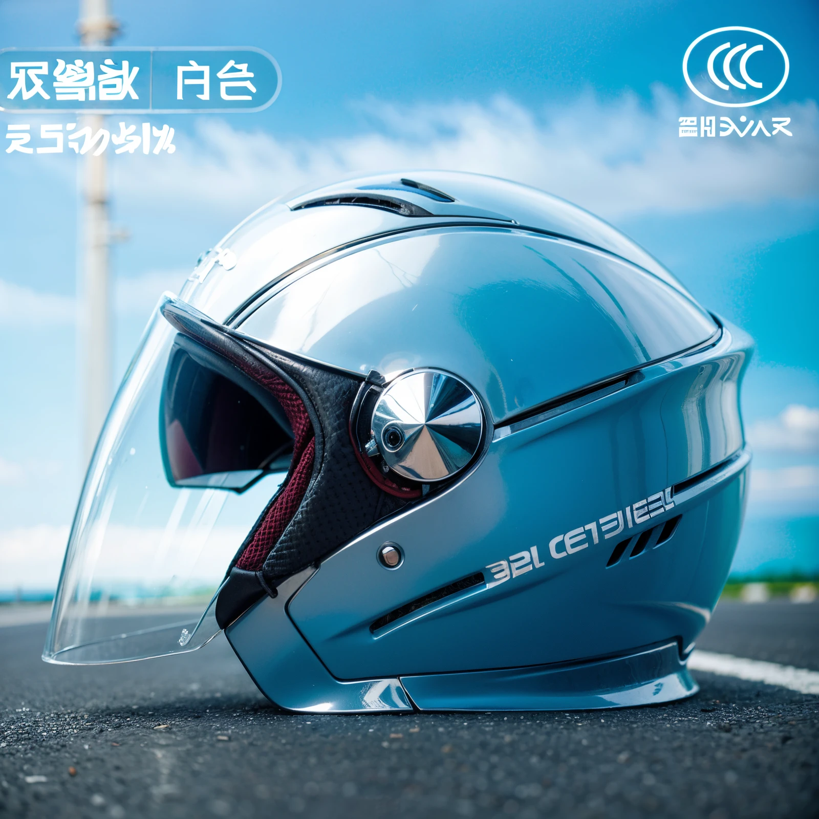 Close-up of helmet on the road,