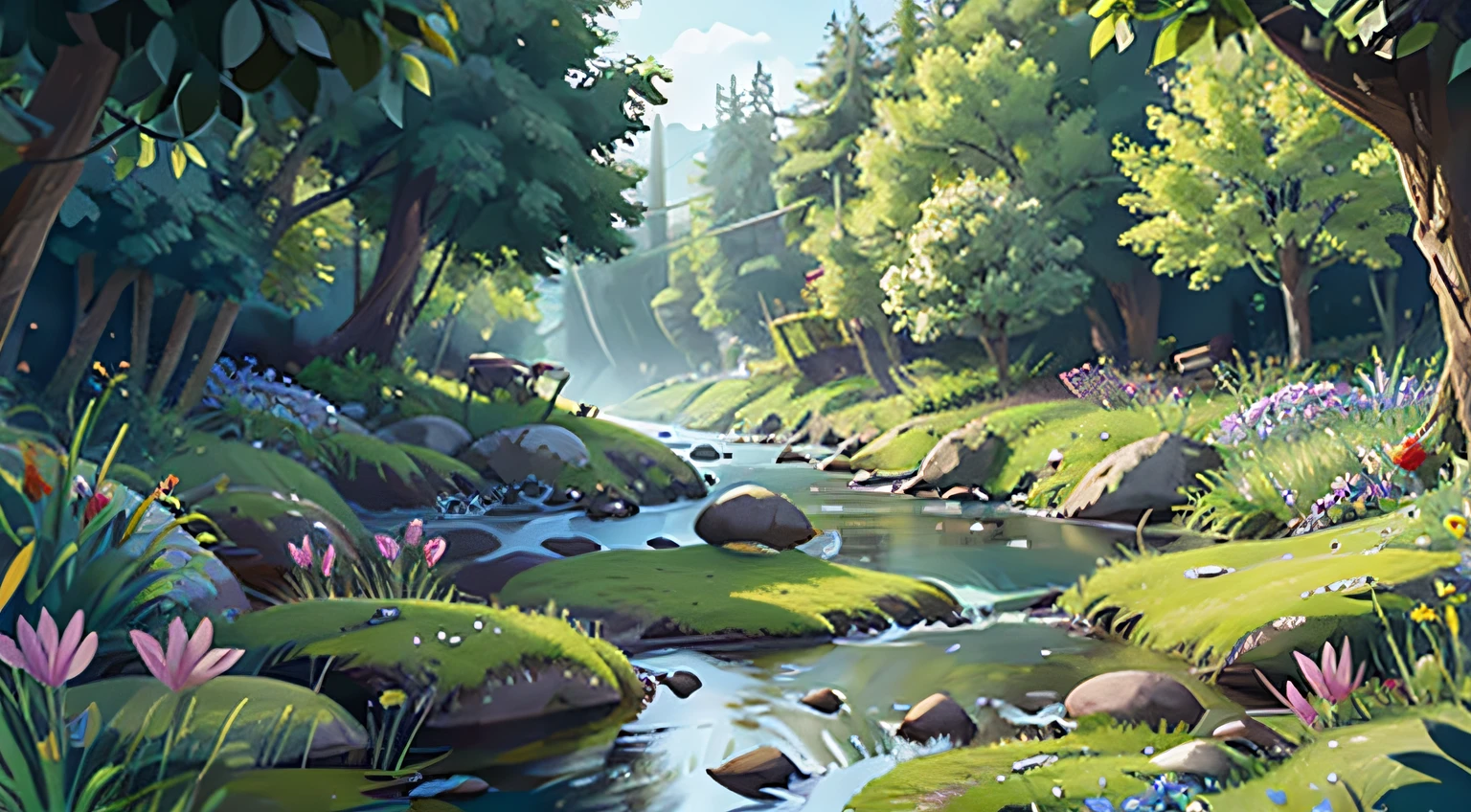 river flower creek,Cartoonish
