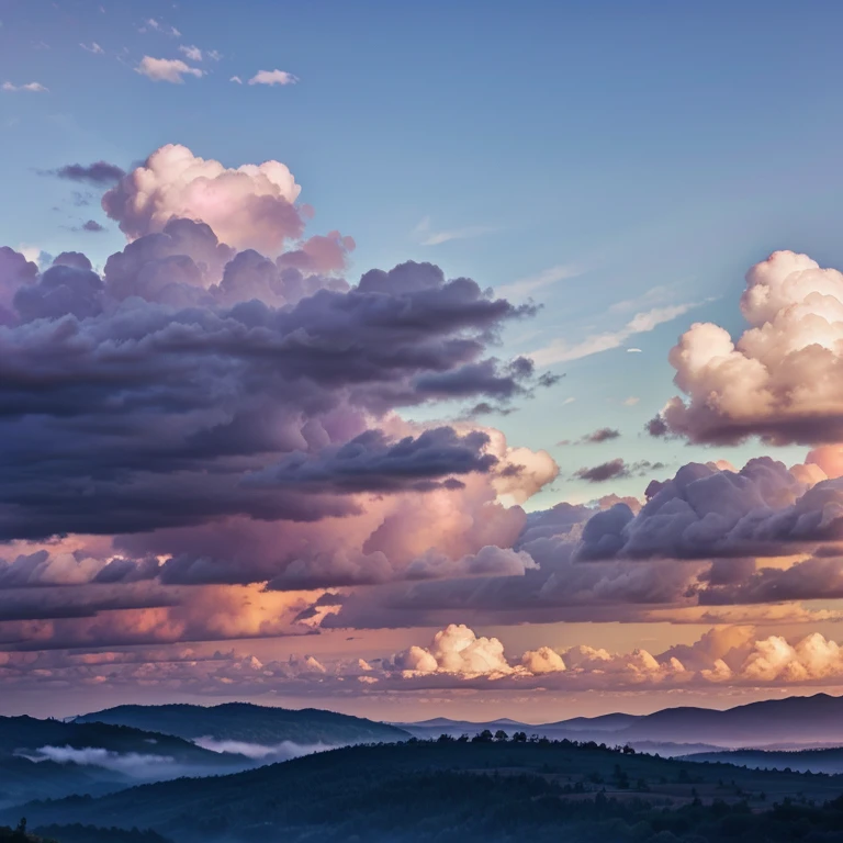 Background image with clouds and lilac gradient colors