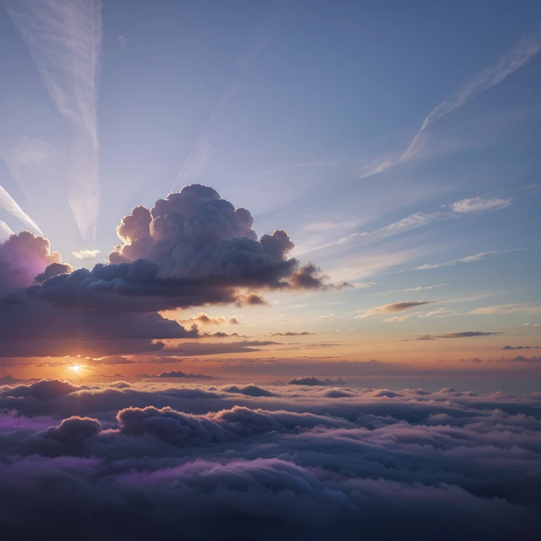 Background image with clouds and lilac gradient colors