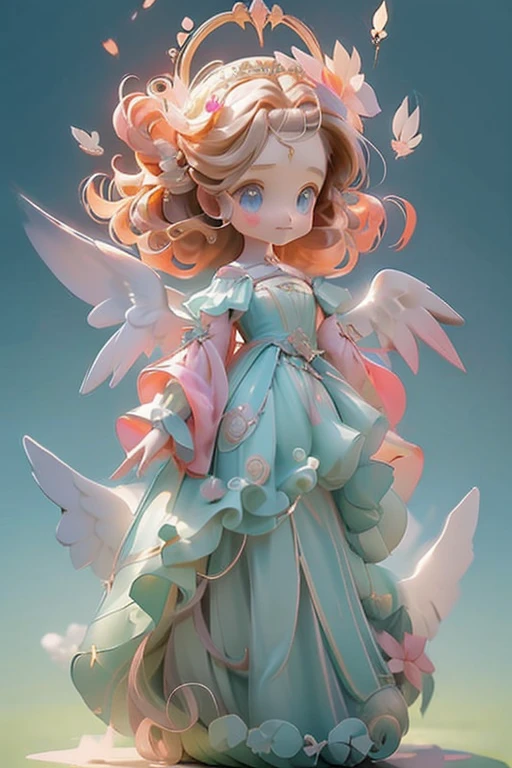 Angel Cookie is a tiny, olive-yellow Cookie with golden, curly hair, wide, powder blue eyes, and an innocent salmon pink smile. They wear no distinguishable clothing, but their hips flare out horizontally into points and are adorned with a scalloped pattern of white icing, rendering their silhouette into something resembling a dress. They carry a silver wand with a five-pointed star at the tip.