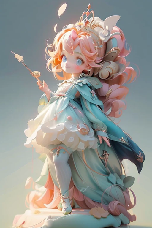 Angel Cookie is a tiny, olive-yellow Cookie with golden, curly hair, wide, powder blue eyes, and an innocent salmon pink smile. They wear no distinguishable clothing, but their hips flare out horizontally into points and are adorned with a scalloped pattern of white icing, rendering their silhouette into something resembling a dress. They carry a silver wand with a five-pointed star at the tip.