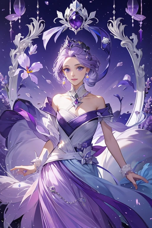 horoscope sign Cancer princess; color lavender; Crab details; ♋ symbol; amethyst stone;