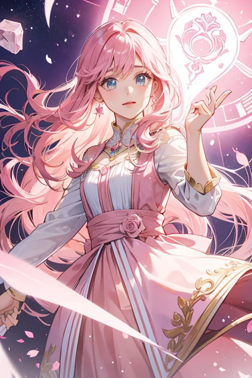 horoscope sign Virgo princess; color pink; Virgin details; ♍ symbol; RPG; mystical; rose quartz stone;