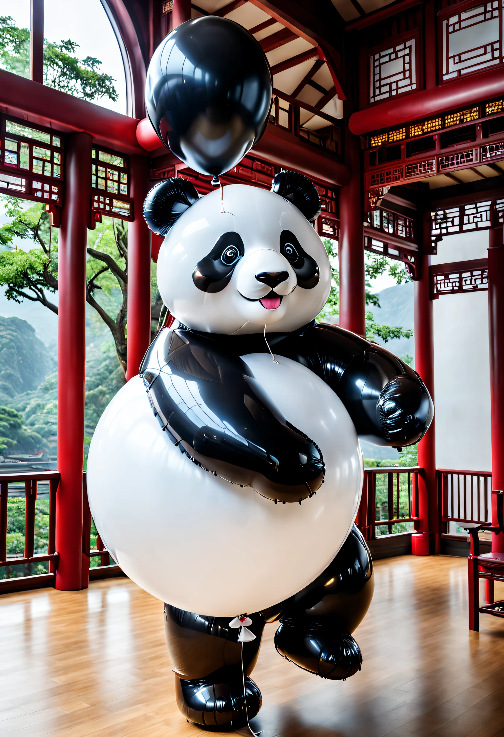 balloons、8K、4K、The ultra -The high-definition、Make a panda balloon using white and black balloons.、best composition、masutepiece、Photorealsitic