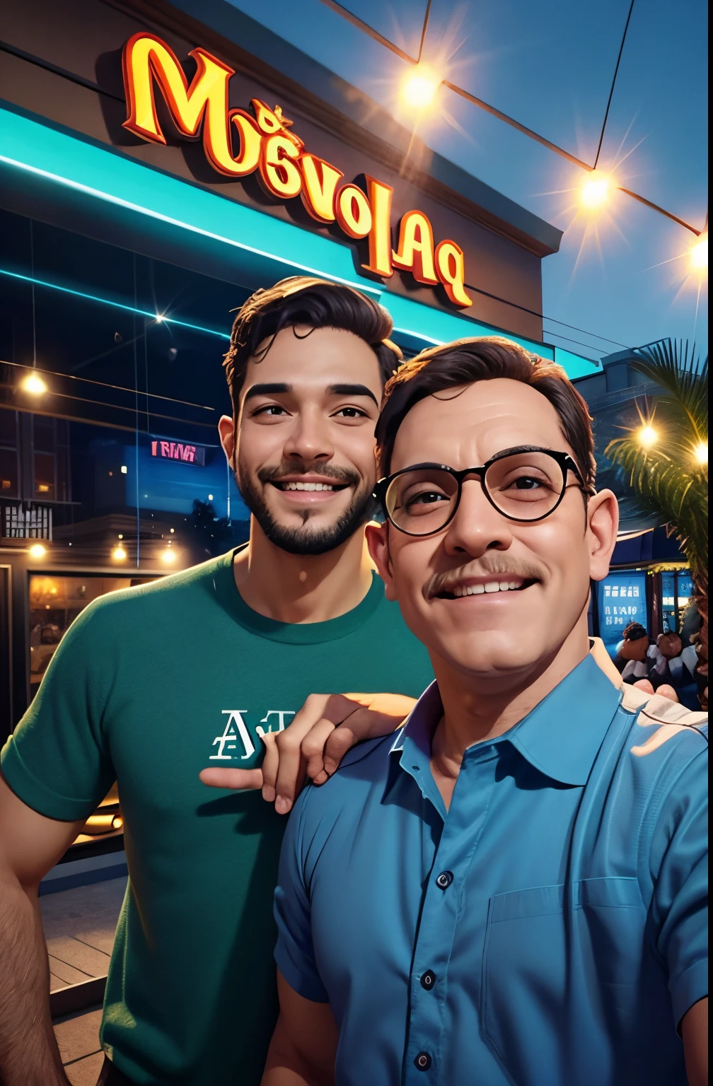 Dois homens estilo Disney pixar, alta qualidade, melhor qualidade