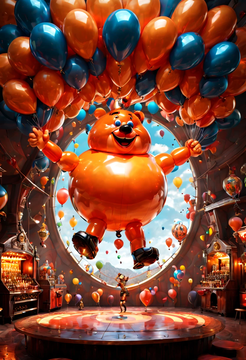 (red theme, dark art), (balloon sculpture, exaggerate fatness Rabbit:1.4), (Round body, body made of balloon, balloon shape body), red moon, forest, inconceivable Bloated, surrealistic, fantasy art, dark fantasy, concept art, ultra-wide-angle, octane render, enhance, intricate, (best quality, masterpiece, Representative work, official art, Professional, unity 8k wallpaper:1.3)