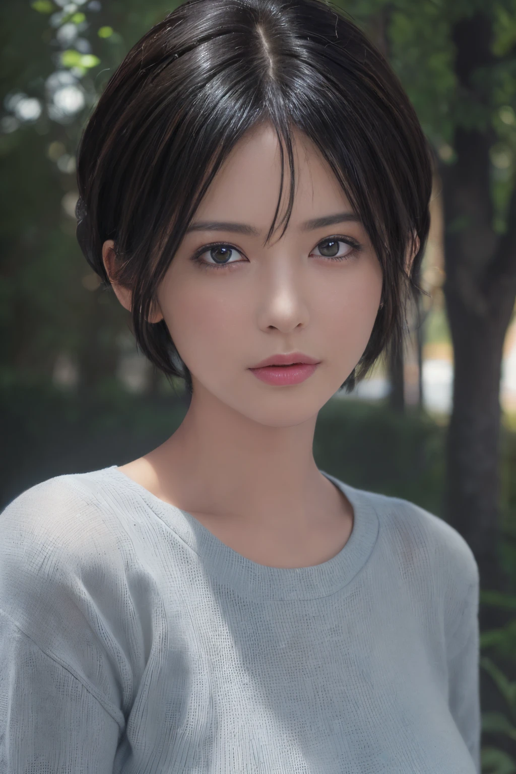 (masterpiece:1.3), (8k, photorealistic, RAW photo, best quality: 1.4), (1girl), beautiful face, (realistic face), (black hair, short hair:1.3), beautiful hairstyle, realistic eyes, beautiful detailed eyes, (realistic skin), beautiful skin, (sweater), absurdres, attractive, ultra high res, ultra realistic, highly detailed, golden ratio