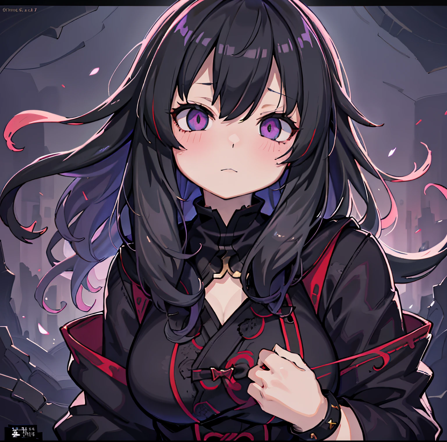 anime girl with black hair and purple eyes and a purple bra, detailed digital anime art, guweiz, artwork in the style of guweiz, guweiz on pixiv artstation, guweiz on artstation pixiv, portrait gapmoe yandere grimdark, detailed anime character art, gapmoe yandere grimdark, demon anime girl, kawacy