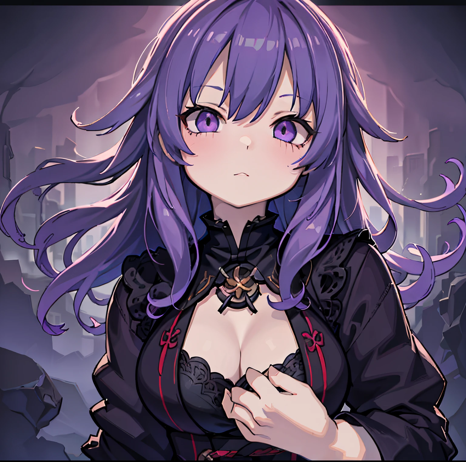 anime girl with purple hair and dark purple eyes and a purple bra, detailed digital anime art, guweiz, artwork in the style of guweiz, guweiz on pixiv artstation, guweiz on artstation pixiv, portrait gapmoe yandere grimdark, detailed anime character art, gapmoe yandere grimdark, demon anime girl, kawacy