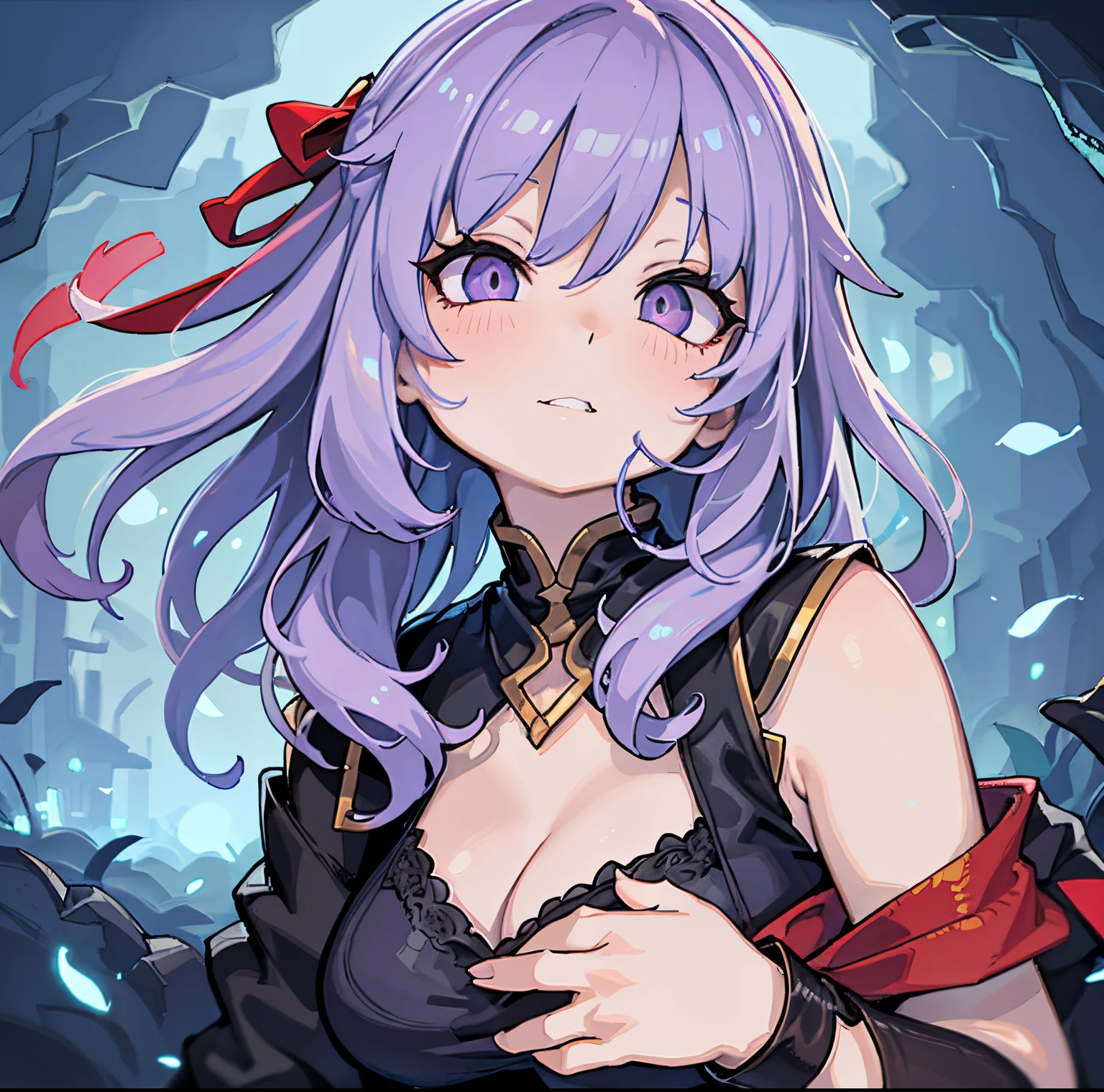 anime girl with purple hair and dark purple eyes and a purple bra, detailed digital anime art, guweiz, artwork in the style of guweiz, guweiz on pixiv artstation, guweiz on artstation pixiv, portrait gapmoe yandere grimdark, detailed anime character art, gapmoe yandere grimdark, demon anime girl, kawacy