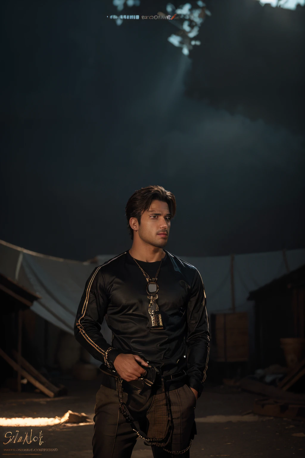 Chains background handsome boy realistic face .8k ultra resolution