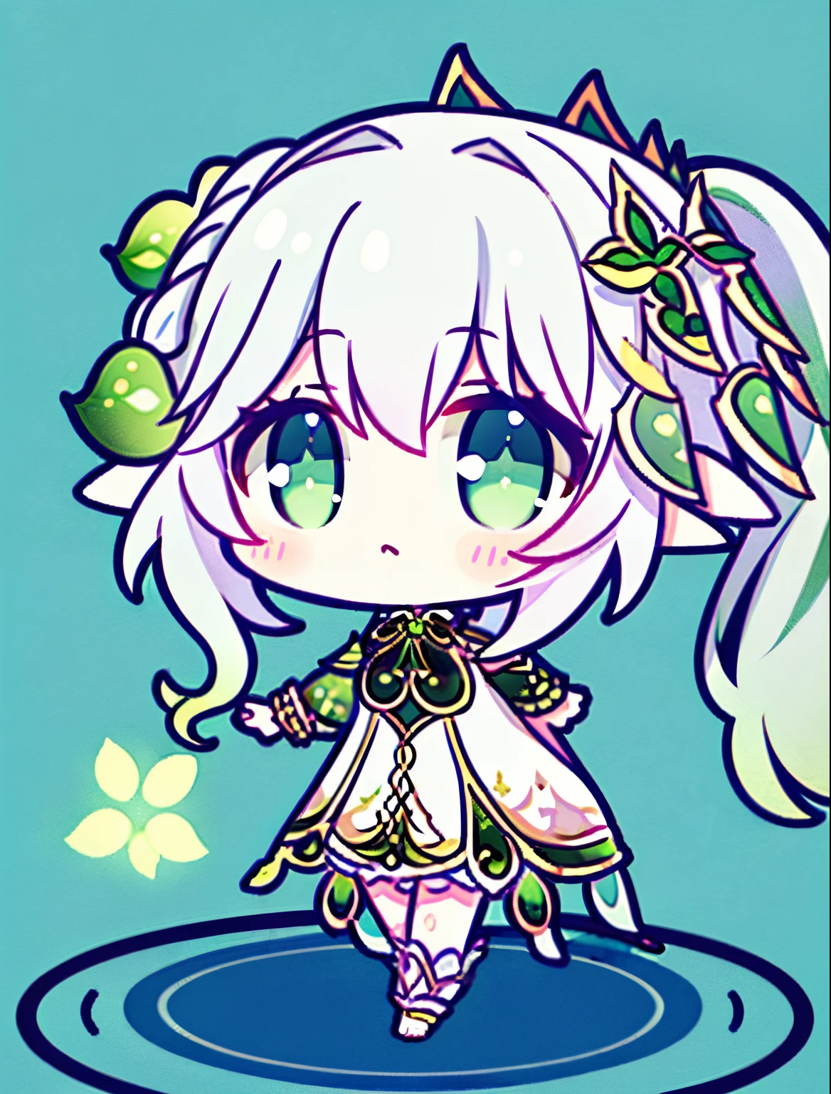 nahidadef, chibi, full body, white background, solidbackground, simple background, high details, UHD