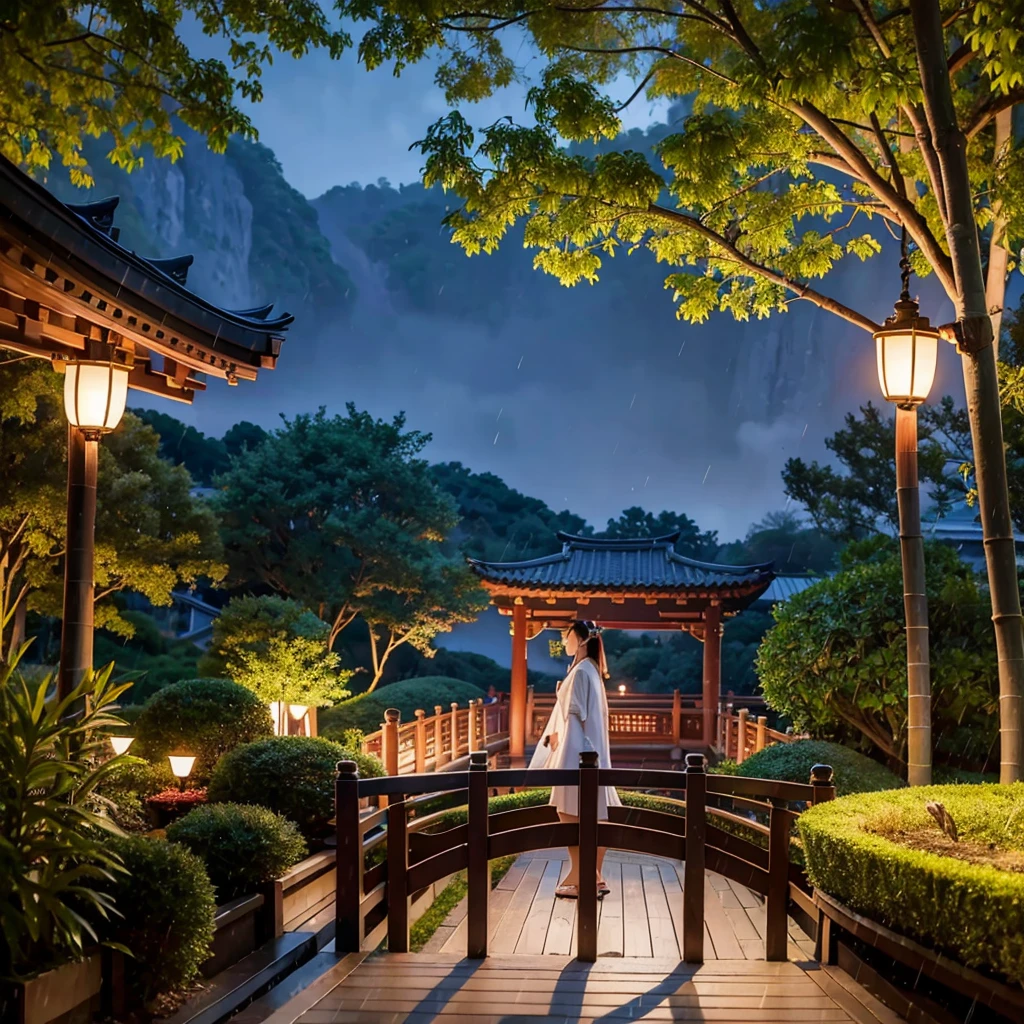 Beautiful view of Gangnam，Pavilion beside bamboo forest，Umbrella standing in the rain，The boat passes under the bridge，The Cowherd and the Weaver Girl watched the moonlight together